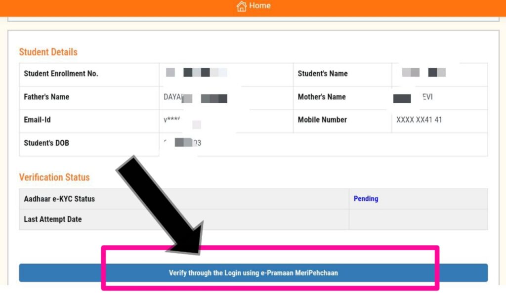 Aadhaar e-KYC Pending Status